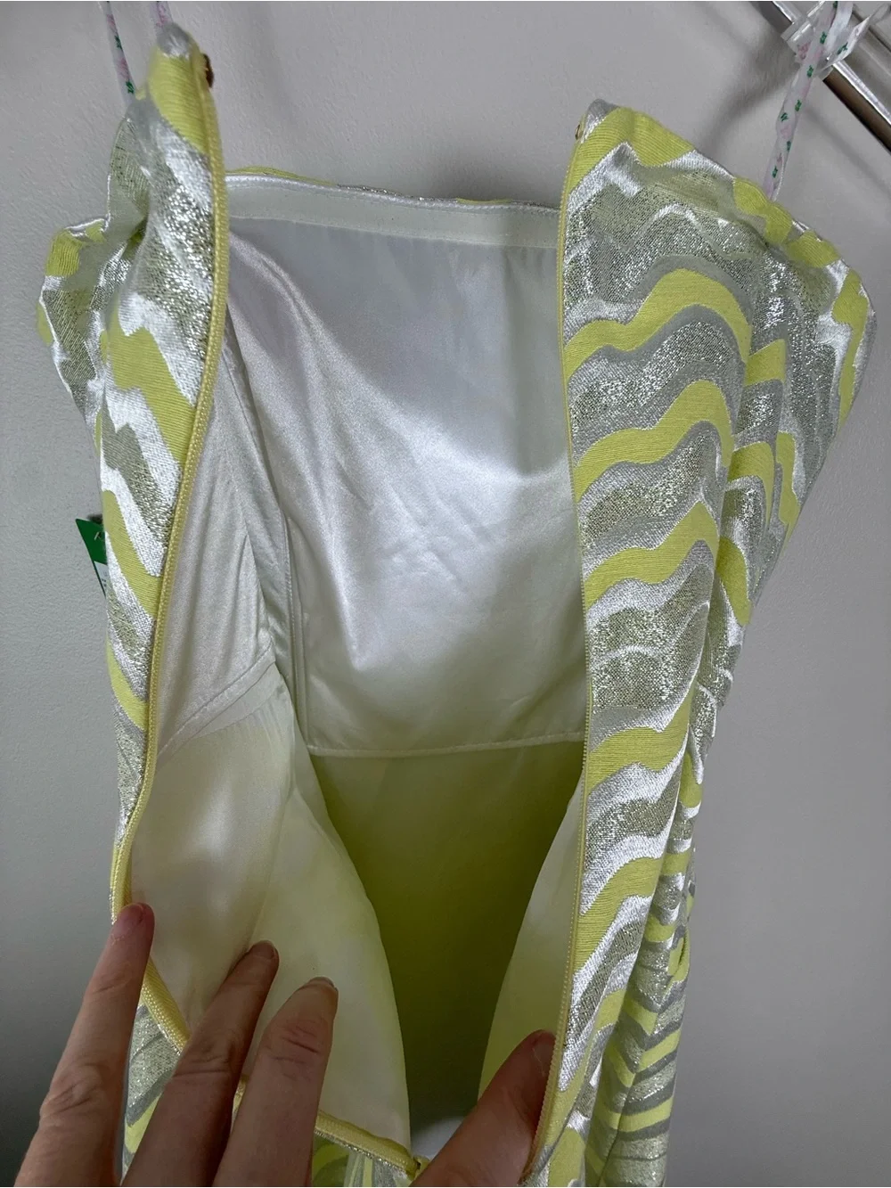 LILLY PULITZER Strapless Yellow and Silver Sherry Dress NWT - Picture 12 of 14